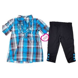 NWT Young Hearts Plaid Tunic Set Size 12 months